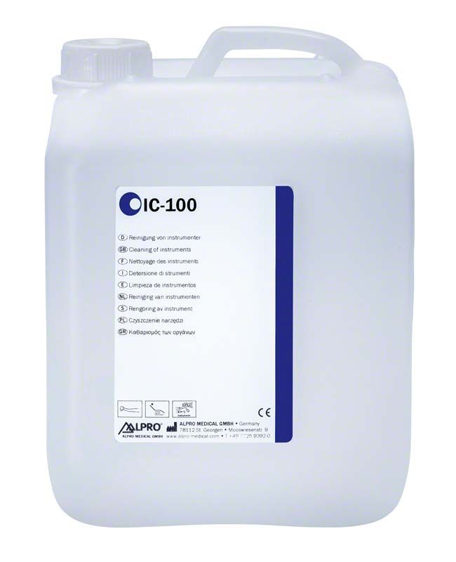IC-100 Instrumentenreinigung Kanister 5l mit Etikett und Tragegriff.