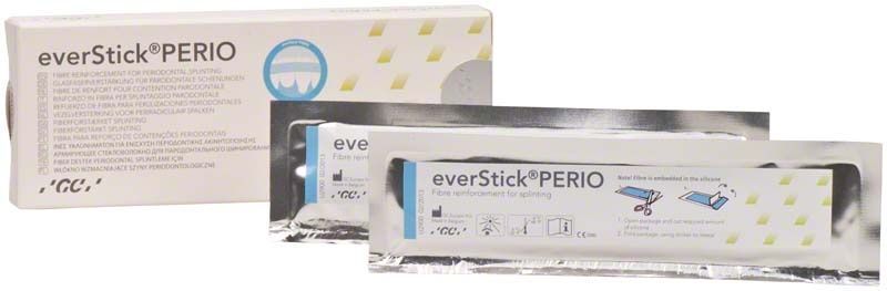 Verpackung und zwei Einzelpackungen von everStick®PERIO Glasfaser-Schiene.