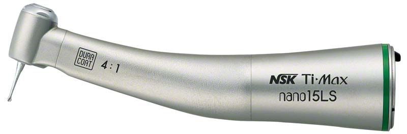 Zahnärztliches Winkelstück Ti-Max nano 15LS grün mit Lichtfunktion.