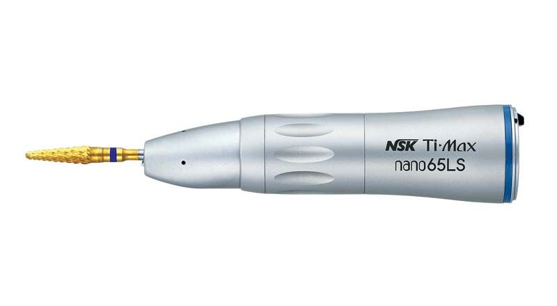 Ti-Max nano Handstück Typ 65LS mit Licht in silberner Farbe.