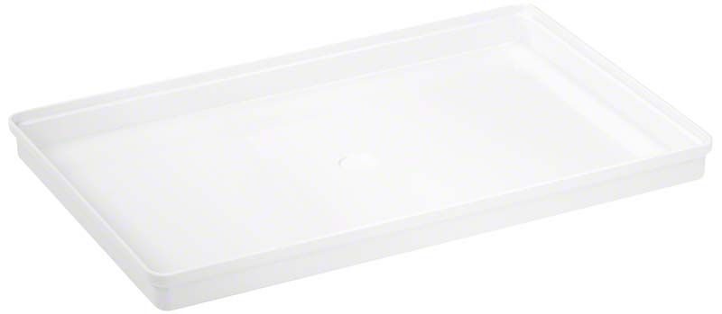 Weißes medizinisches Tablett aus Melamin für Zahnarztinstrumente.