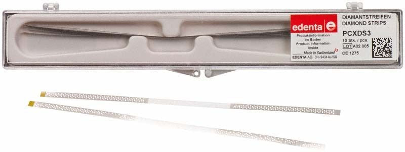 Diamantstreifen 15 Mikron gelb von Edenta in Verpackung.