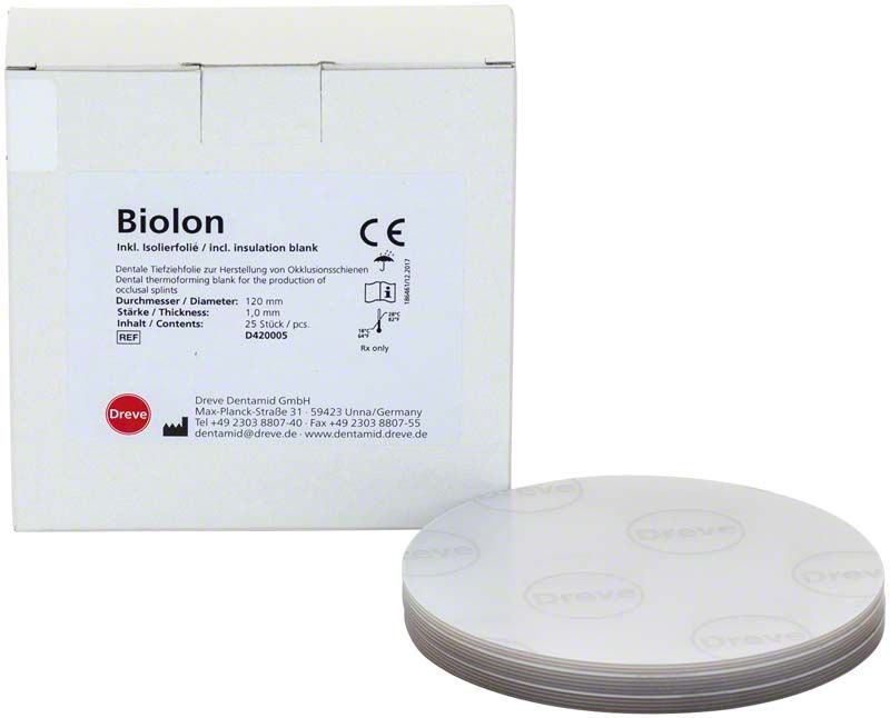 Biolon Tiefziehfolie 120 x 1,0mm 25er mit Verpackungsetikett.