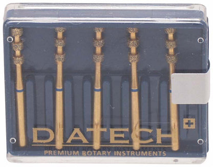 Verpackung von Diatech Diamant FG G834-314-021-6.8-ML mit fünf rotierenden Instrumenten.