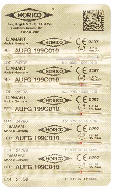 Verpackung von Löwenschleifer AuFG 199C 010 Diamantinstrumenten.