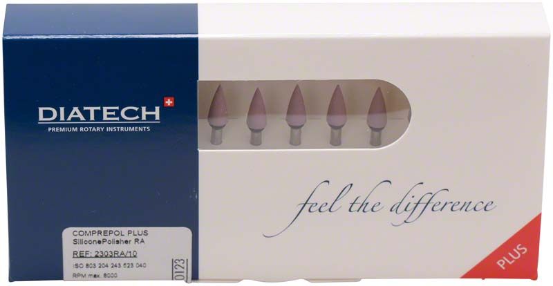 Verpackung der Diatech COMPREPOL RA Plus ISO 040 mit Silikonpolierer.