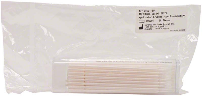 Einwegpinsel für Teethmate Desensitizer in transparenter Verpackung.