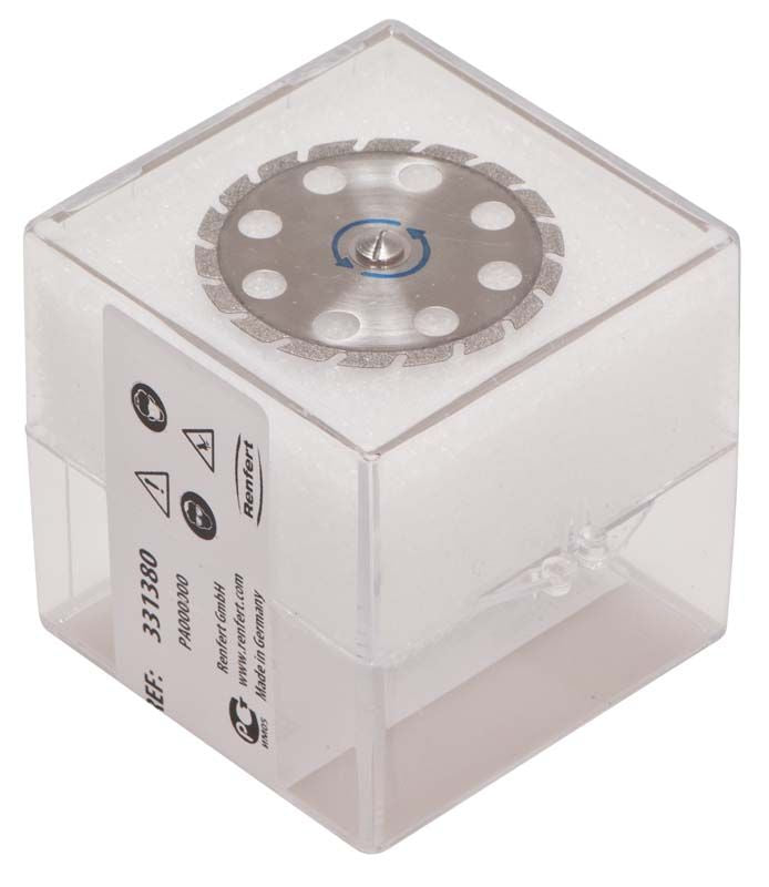 Hochwertige Medic-Star Diamantscheibe für Dentalanwendungen in transparenter Verpackung.