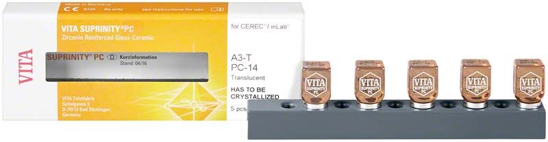 VITA SUPRINITY® PC Keramikblöcke in Originalverpackung mit Sichtfenster.