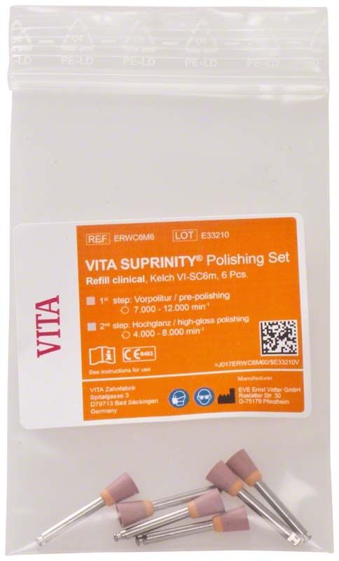 VITA SUPRINITY® Vorpolitur Kelch C6m, 6-teiliges Polierset in Kunststoffverpackung.