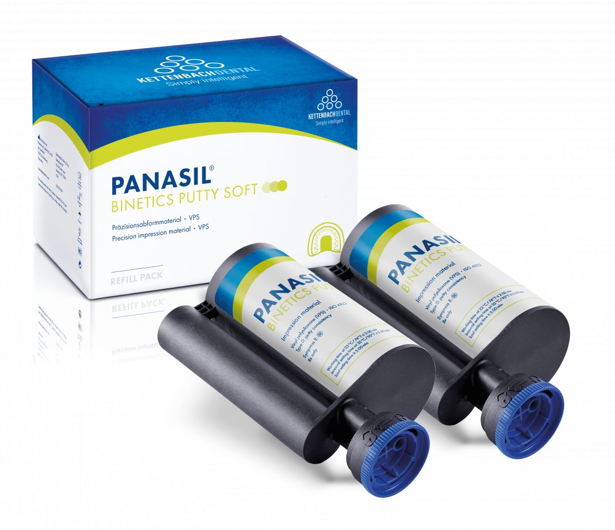 Panasil® binetics Putty Soft Refill Pack mit zwei Kartuschen à 380 ml.