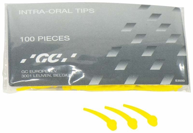 Intra-Oral Tips gelb, 100 Stück in Verpackung.