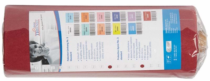 Patienten-Umhang Nr.3 standard weinrot in Verpackung mit Etikett.