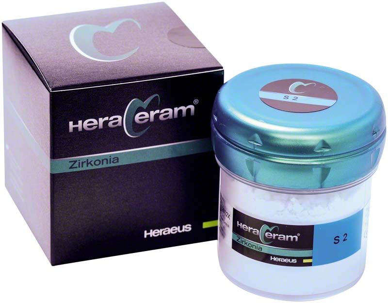 HeraCeram® Zirkonia Schneide 100g S2 Verpackung und Dose mit blauem Deckel.