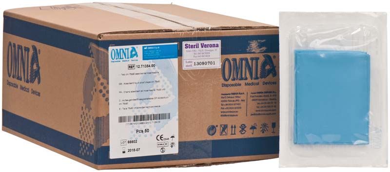 OP-Abdecktuch 75 x 90cm in Verpackung mit blauer Einzelverpackung.