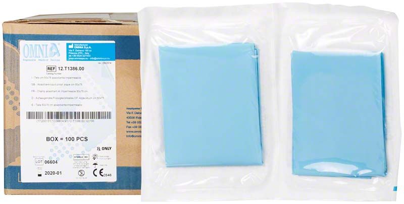 OP-Abdecktuch 50 x 75cm, steril verpackt in transparenter Folie.