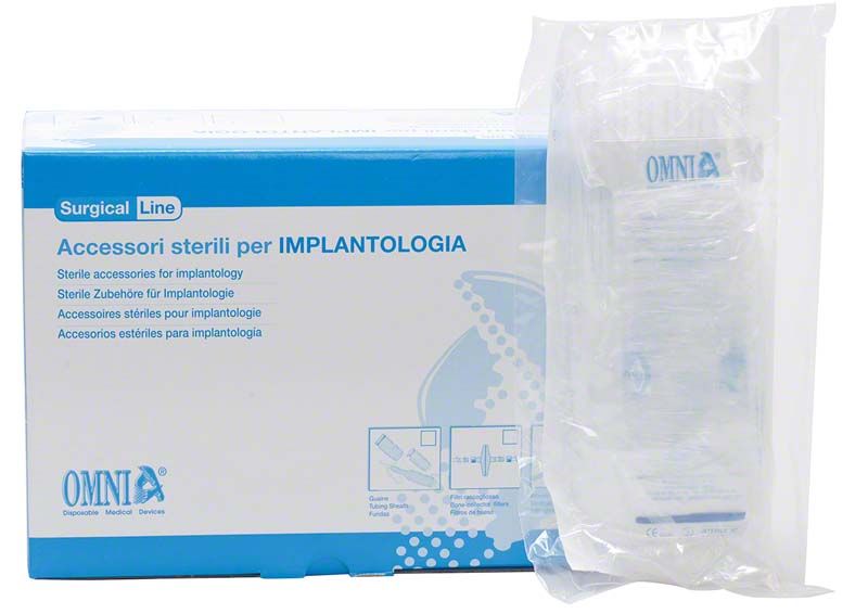 Omnisleeve Schlauchüberzüge 120 x 7cm in Verpackung mit zehn Einweg-Überzügen.