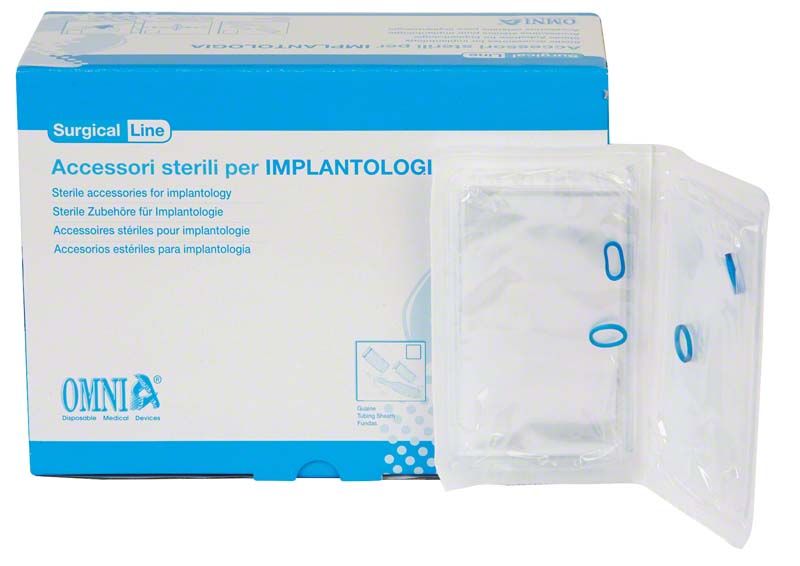 Sterile Schlauchüberzüge mit blauer Verpackung für Implantologie.