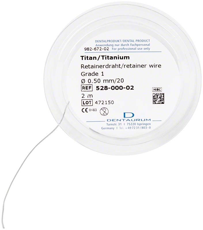 Titan Retainerdraht Ø 0,50mm, 2m Länge, auf Kunststoffspule.
