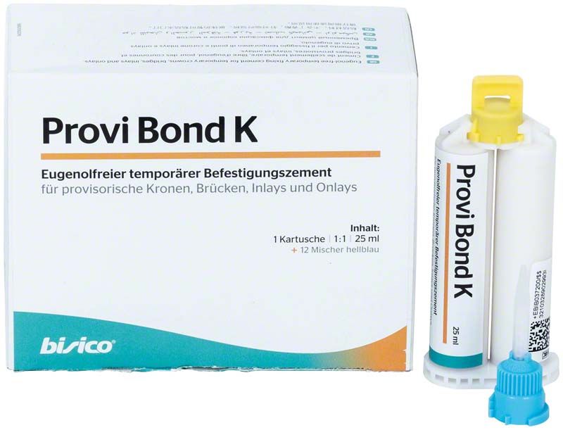 Provi Bond K Befestigungszement mit Kartusche und Verpackung.