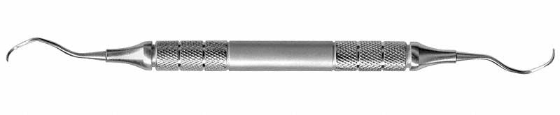 Gracey-Kürette Hohlgriff Figur 15/16 aus Edelstahl mit gebogenem Arbeitsende.