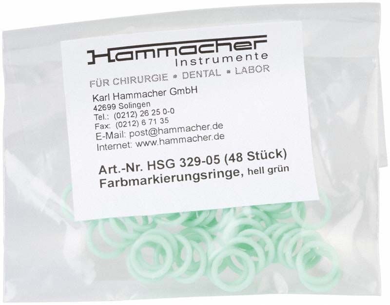 Farbringe hellgrün in transparenter Verpackung mit Produktinformationen.