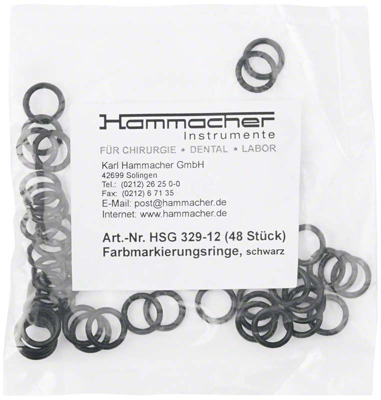 Farbringe schwarz in transparenter Verpackung mit Etikett.