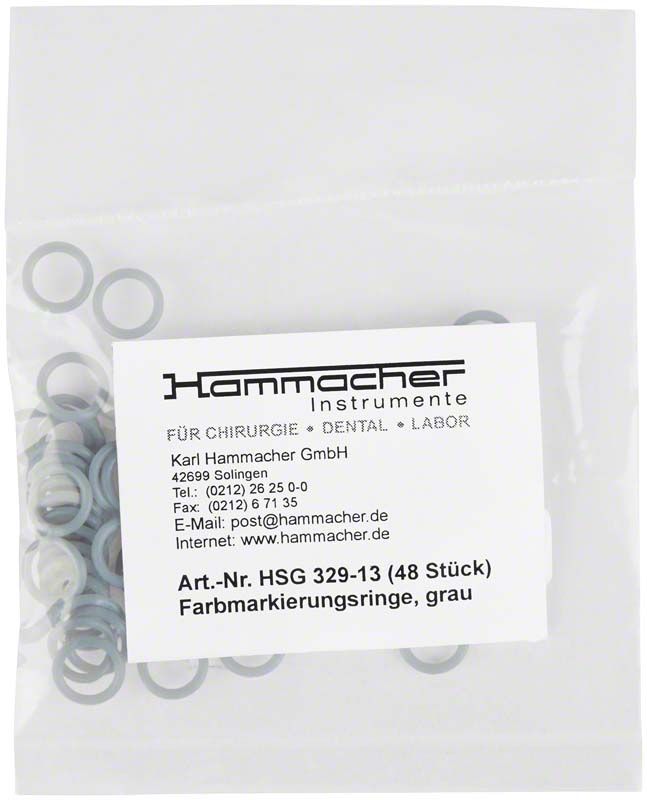 Farbringe grau in transparenter Verpackung mit Etikett von Hammacher Instrumente.
