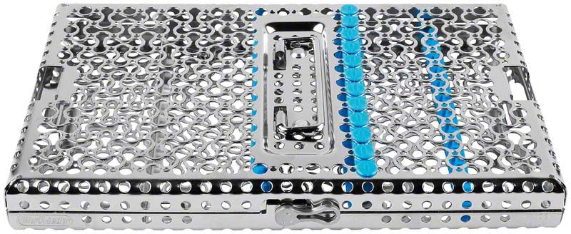 Metallische Kassette der IMS Infinity Serie in Türkis mit perforiertem Design.