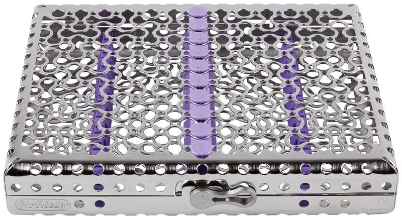 Kassette aus Edelstahl mit lila Einsätzen der IMS Infinity Series.
