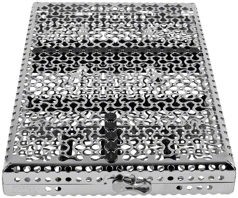 Schwarze chirurgische Kassette IMS Kassette Signature DIN aus Metall.