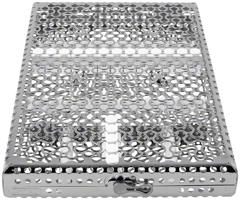 Metallische chirurgische Kassette IMS Signature DIN in weißer Farbe.