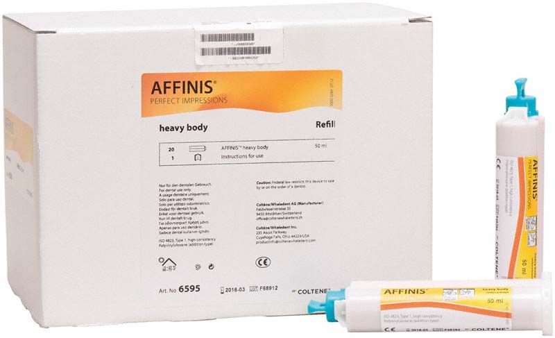 Nachfüllpackung AFFINIS® System 50 heavy body mit Kartuschen und Verpackung.