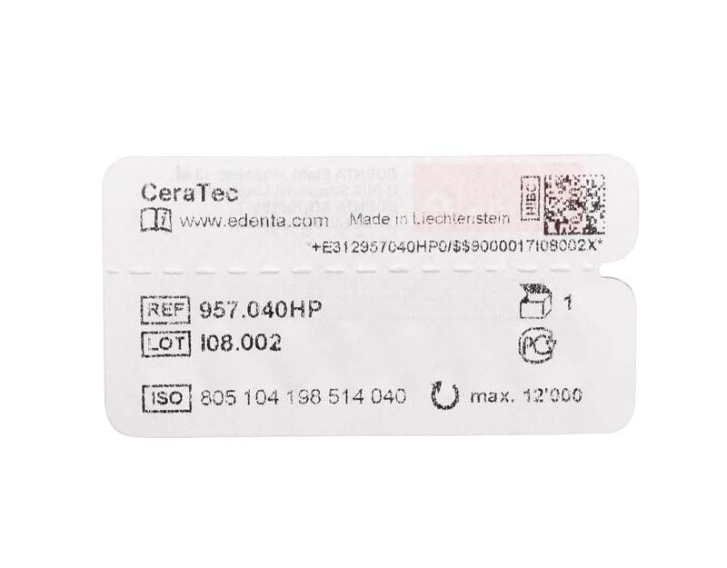CeraTec gelb Torpedo Etikett mit Produktinformationen und QR-Code.