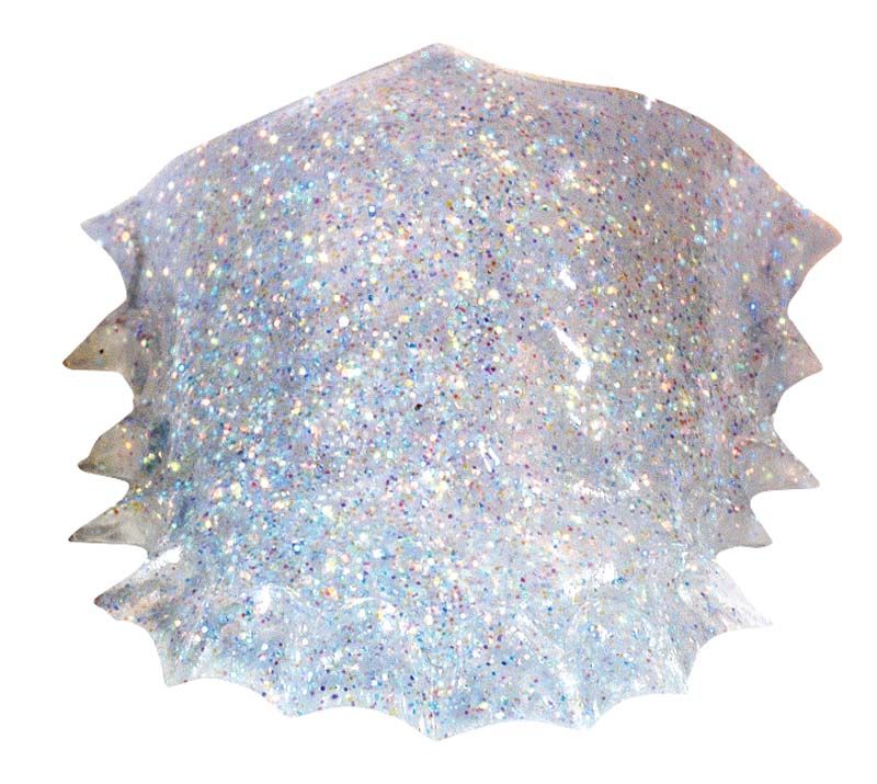 Glimmer Rainbow violet in muschelartiger Form mit schimmernden Partikeln.