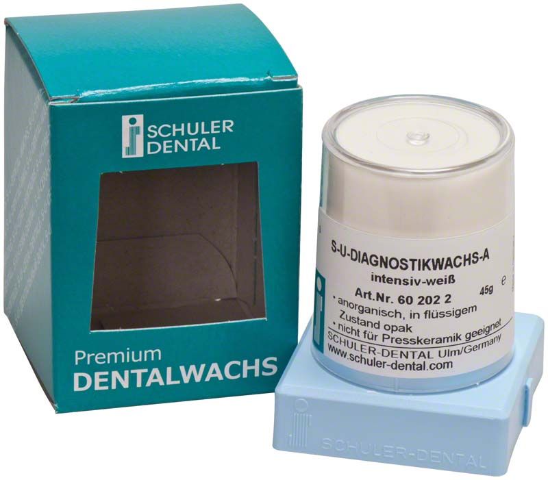 S-U-Diagnostikwachs anorganisch, intensiv weiß in Verpackung von Schuler Dental.