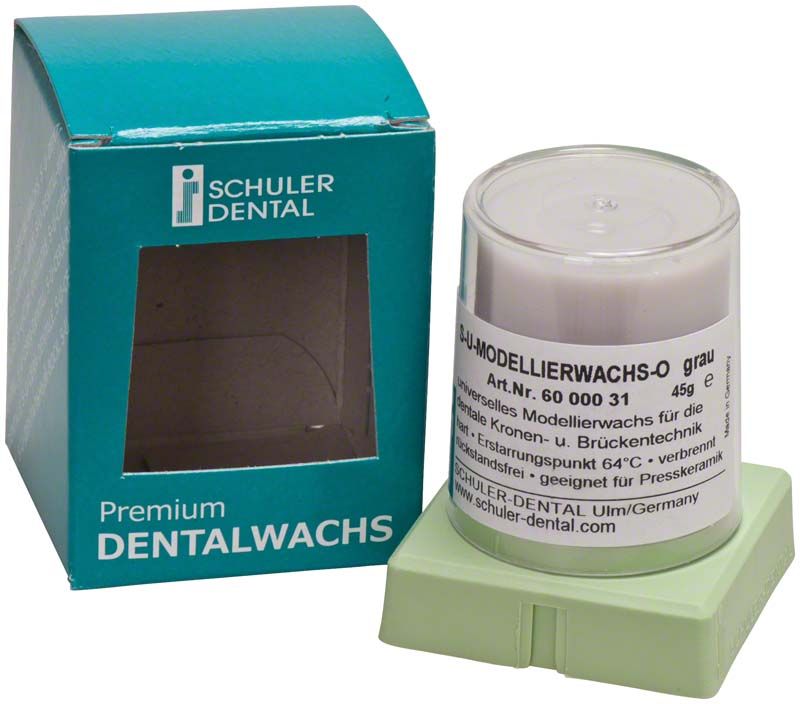 S-U-Modellierwachs O/A organisch O, grau, in grüner Verpackung.