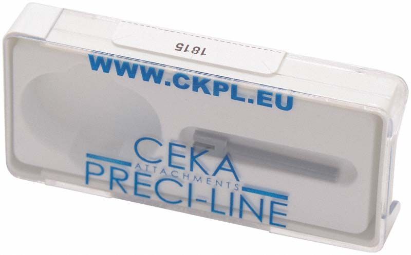 Verpackung des PRECI-VERTIX-Parallelhalters mit Sichtfenster und Produktname.