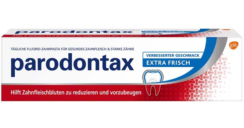 parodontax EXTRA FRISCH Zahnpasta 75ml Tube mit Zahnfleischschutz-Aufdruck