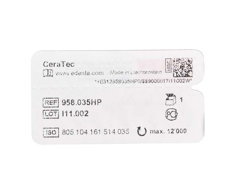 CeraTec Etikett mit Produktdetails und QR-Code auf weißem Hintergrund.