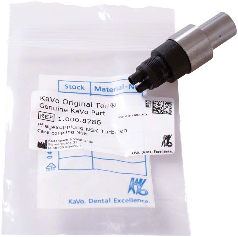 Pflegekupplung für NSK Turbinen mit Verpackung und Produktdetails.