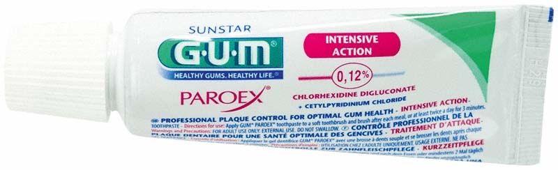 GUM PAROEX Zahngel 0,12% Tube für Zahnfleischpflege.
