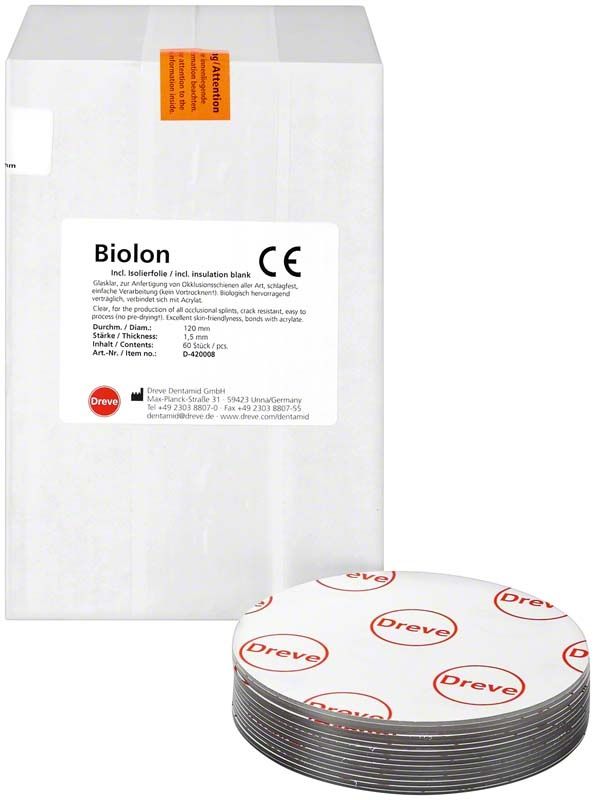 Biolon Tiefziehfolie 120 x 1,5mm 60er Verpackung mit Dreve Logo.