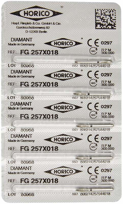 Blisterpackung mit Diamant FG 257X 018 von Horico.