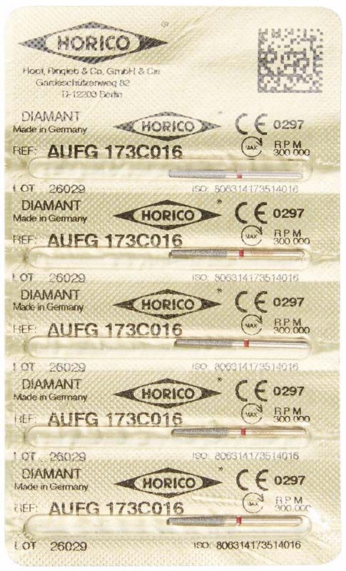 Verpackung mit sechs Löwenschleifer AuFG 173C 016 Diamant-Schleifern.