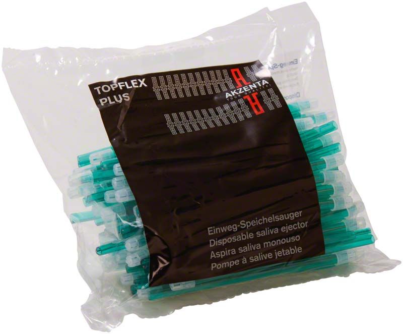 Einmal-Speichelsauger TOP FLEX PLUS 145mm, dunkelgrün, in Verpackung.