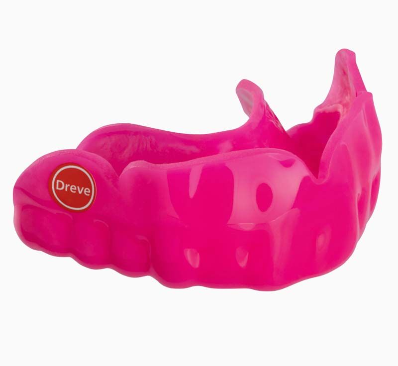 Rosa Zahnschutz Drufosoft®colour 120x3mm mit rotem Dreve-Logo.