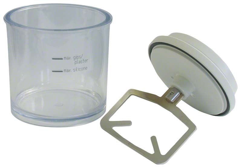 Anmischbecher mit Rührwerk aus Polycarbonat, 500ml, mit Markierungen.