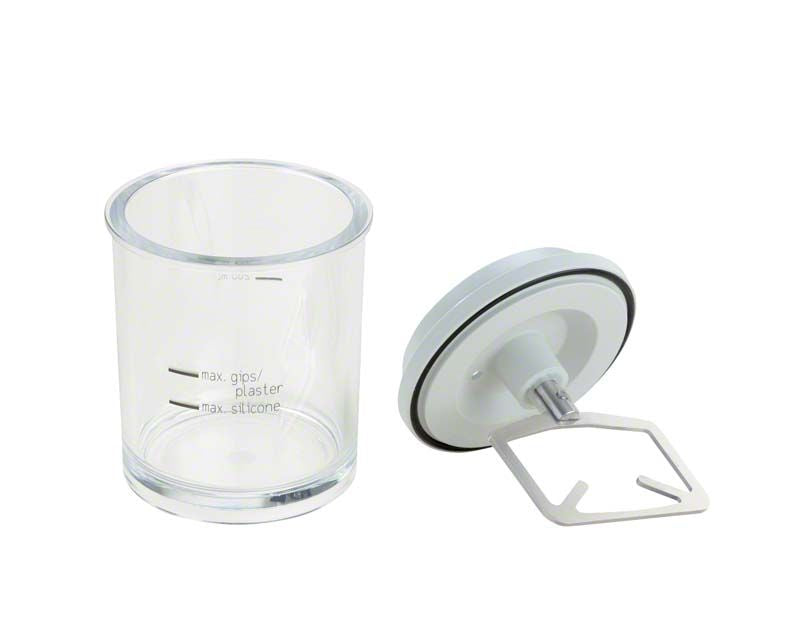 Anmischbecher mit Rührwerk, transparente Skala, 200ml Fassungsvermögen.