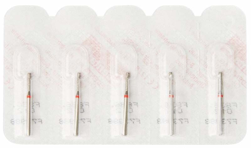 Fünf Diamantbohrer FG 836F 012 in Blisterverpackung